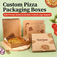 Boîte à pizza ondulée Interpac 8 et 16 pouces en papier kraft écologique avec poignée portable pour restaurant italien et emballage de fête