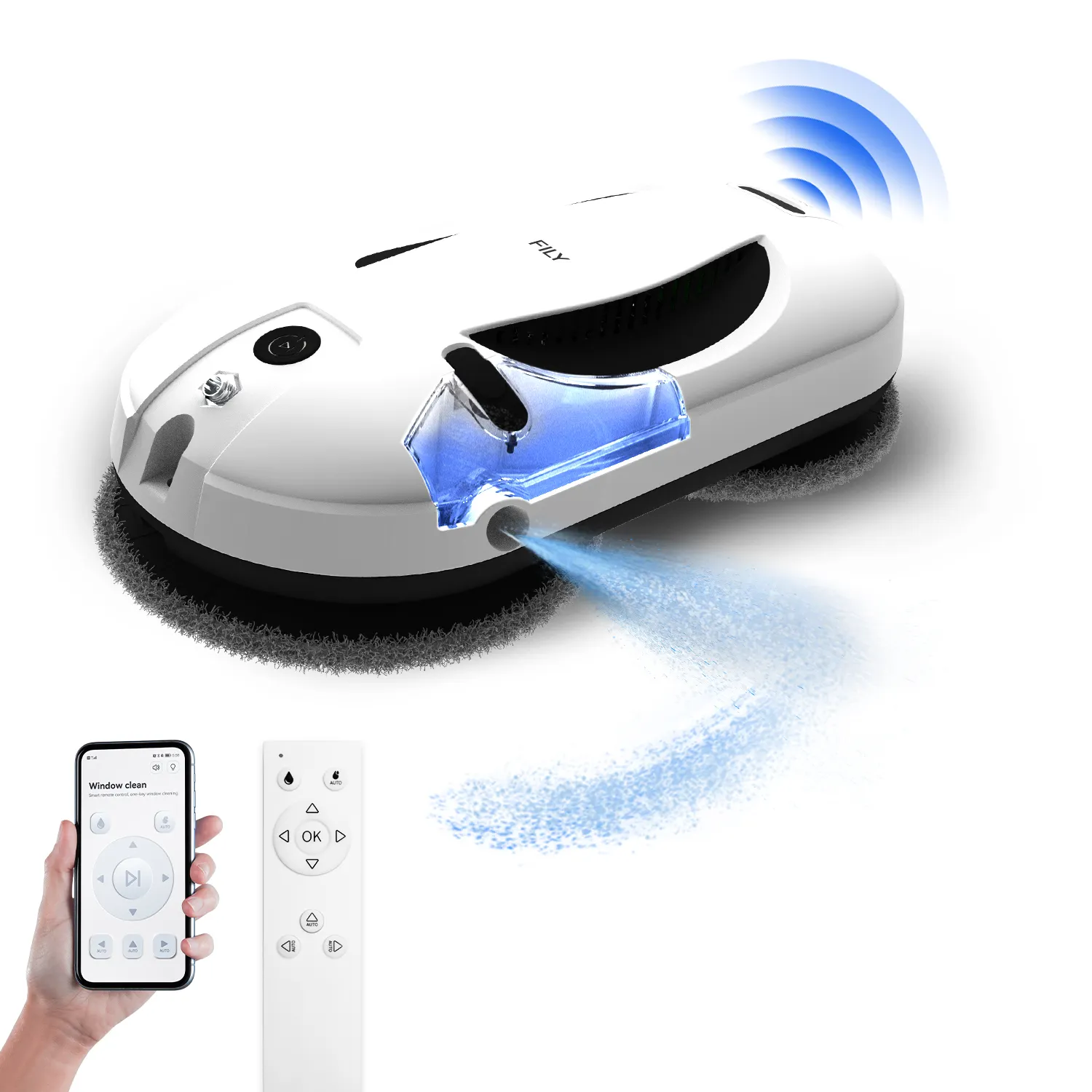 S2 App Control Water Spray Robotic Glass Cleaner Vacuum Window Cleaning Robot