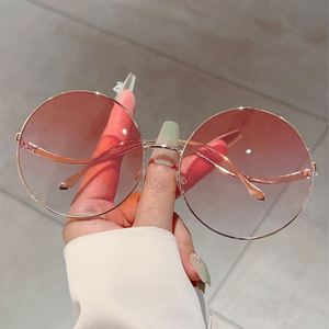 Custom Logo 2025 Fashion Women Alloy Big Frame Gradient <b>Shades</b> <b>Sun</b> Glasses UV400 Oversized Round Sunglasses - Product Image 5