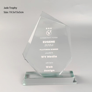 Jade <b>Trophy</b> Crystal Award 19.5x15x3cm Laser <b>Engraved</b> For Web Design Recognition - Product Image 1