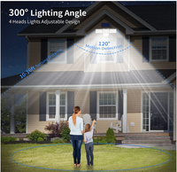 Lámpara de Pared LED de Seguridad con Energía Solar 278/338B - Lámpara Proyectora Multicabezal con Sensor de Movimiento Humano