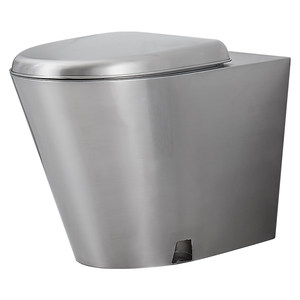 Inodoro Comercial de Acero Inoxidable Montado en el Suelo, con Acabado Metálico Cepillado, Higiénico y sin Juntas, para Hospitales, Centros Médicos y Baños - Product Image 1