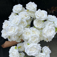 Rose naturelle artificielle à 3 têtes fleur simulée à une branche de diamant rose pour les accessoires de salle de mariage et la décoration de la maison en gros