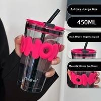 Gobelet en verre tendance et coloré, style Ins, avec alphabet et petit logo imprimé, pour café avec paille, vaisselle de qualité