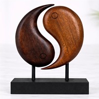 Sculpture en bois Yin Yang faite à la main, bois d'acacia massif, décoration moderne pour la maison, élégant ornement de table de Noël