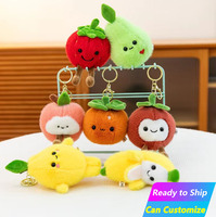 Porte-clés en peluche personnalisé en forme de fruit de simulation, figurine de dessin animé, poupée en peluche, pendentif décoratif pour sac à dos, cadeau d'anniversaire, vente en gros