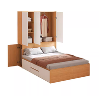 Petit loft élégant meubles de chambre à coucher en bois ensemble de chambre à coucher moderne avec rangement d'usine