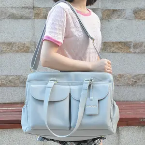 Bolsas de pañales de maternidad de momia de cuero de imitación vegana funcional <span class=keywords><strong>3</strong></span> <span class=keywords><strong>en</strong></span> <span class=keywords><strong>1</strong></span>, bolsas de cambio de pañales para mamá y madre - Product Image 4