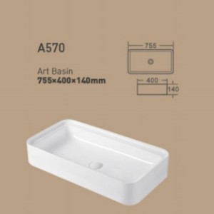 Lavabo de Cerámica Blanco A561 para Encimera, 375x360mm, Lavabo Individual con Orificio para Grifo - Product Image 4