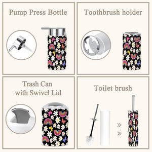 Juego de accesorios de baño modernos de 6 piezas, colorido arcoíris Floral, patrón sin costuras, baño de Metal con acabado cromado para Home Hotel - Product Image 5