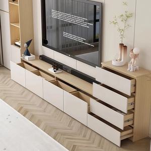 Recién llegado, soporte de <span class=keywords><strong>TV</strong></span> de suelo a techo de melamina, armarios altos y <span class=keywords><strong>bajos</strong></span>, <span class=keywords><strong>muebles</strong></span> de madera hechos a mano <span class=keywords><strong>para</strong></span> sala de estar - Product Image 2