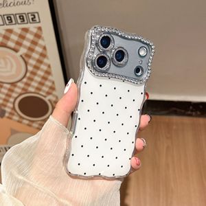 Funda para Teléfono con Diseño de Puntos Ondulados y Lente Decorada con Diamantes, Fabricada con <span class=keywords><strong>IMD</strong></span>, Resistente a Impactos, TPU+PC, para 17 Promax/16/15/14/13, la Mejor Funda para Teléfono - Product Image 6