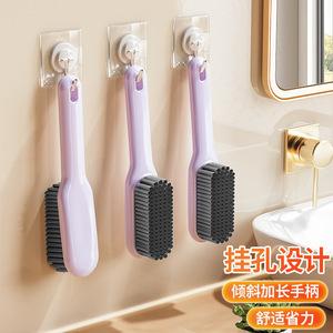 Shoe Brush Long Handle Nylon Bristles Plastic Handle Hanging Loop 2 Pieces For Cleaning Shoes Clothes - Product Image 5