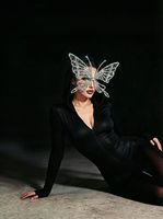 Masque pour les yeux en strass brillant en forme de papillon pour femmes, soirée en boîte de nuit, bal de promo, lunettes en cristal, masque de mascarade d'Halloween, spectacle de scène