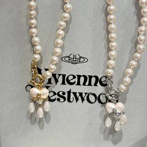 Collar y Pendientes de Perlas de Tres Gotas Saturno Versión Alta Western Queen Mother Vivienne, Joyería de Corazón con Borla Atrapasueños - Product Image 5