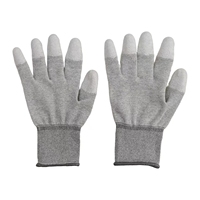 Guantes de Seguridad Duraderos de Fibra de Carbono y Poliéster de Calibre 15 con Dedos Blancos para Hombres y Mujeres