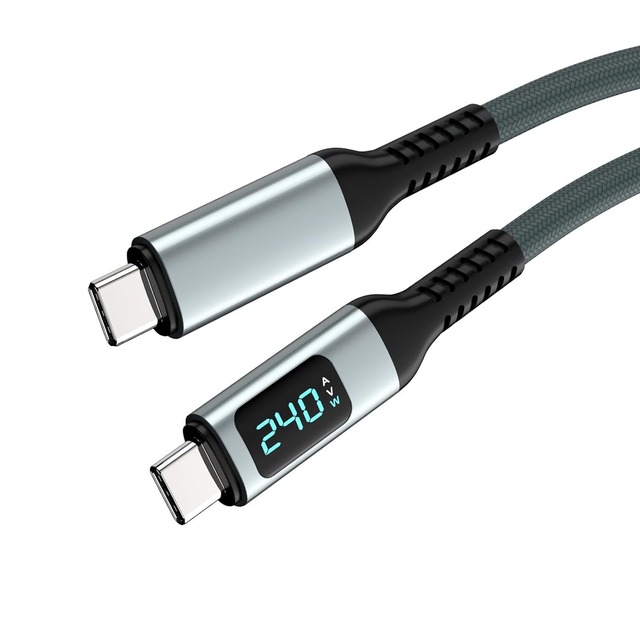 240W Thunderbolt 4 USB4 C Cable 8K Video PD Type C Nylon Metal Braid Data Cable with 3A Fast Charging for Computer LCD Display