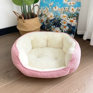 Cama de gato/perro rosa de verano, nido de dormir profundo de pana de alta densidad, resistente a los arañazos, Universal, todas las estaciones, embalaje personalizado sólido - Product Image 1