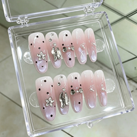 Handmade Cartoon Press on Nails Cute Bear Strawberry Design False Nails for Women Kids TikTok Live Stream <strong>Blind</strong> Box Wholesale