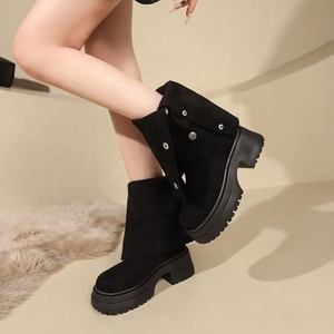 Summer New Style Women's Lace-up Merad High Top Thick Soled Square Heel High Calf <b>Boots</b> - Product Image 2