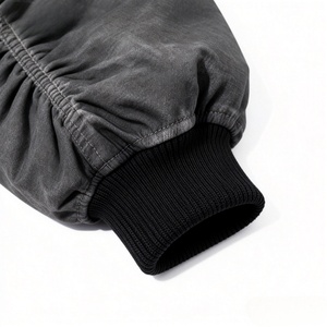 Giacca da Lavoro Personalizzata in Tela Pesante con Cappuccio, <span class=keywords><strong>Felpa</strong></span> da <span class=keywords><strong>Uomo</strong></span>, Giacca Bomber da Lavoro Taglio Corto Tinto a Freddo - Product Image 4