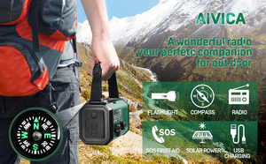 Portatile emergenza NOAA allarme meteo Radio manovella a mano AM/FM di sopravvivenza in plastica a energia solare USB caricatore torcia lampada da lettura - Product Image 6