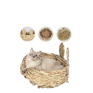 เตียงหญ้าสานสำหรับสัตว์เลี้ยง รูปวงรี ระบายอากาศได้ดี สำหรับแมว กระต่าย ขนาดเล็ก กลาง ใหญ่ - Product Image 5