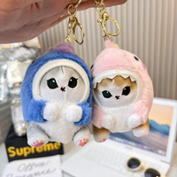 Porte-clés en peluche super doux en coton, motif chat requin Kawaii, jouet en peluche de dessin animé japonais pour enfants, cadeau idéal