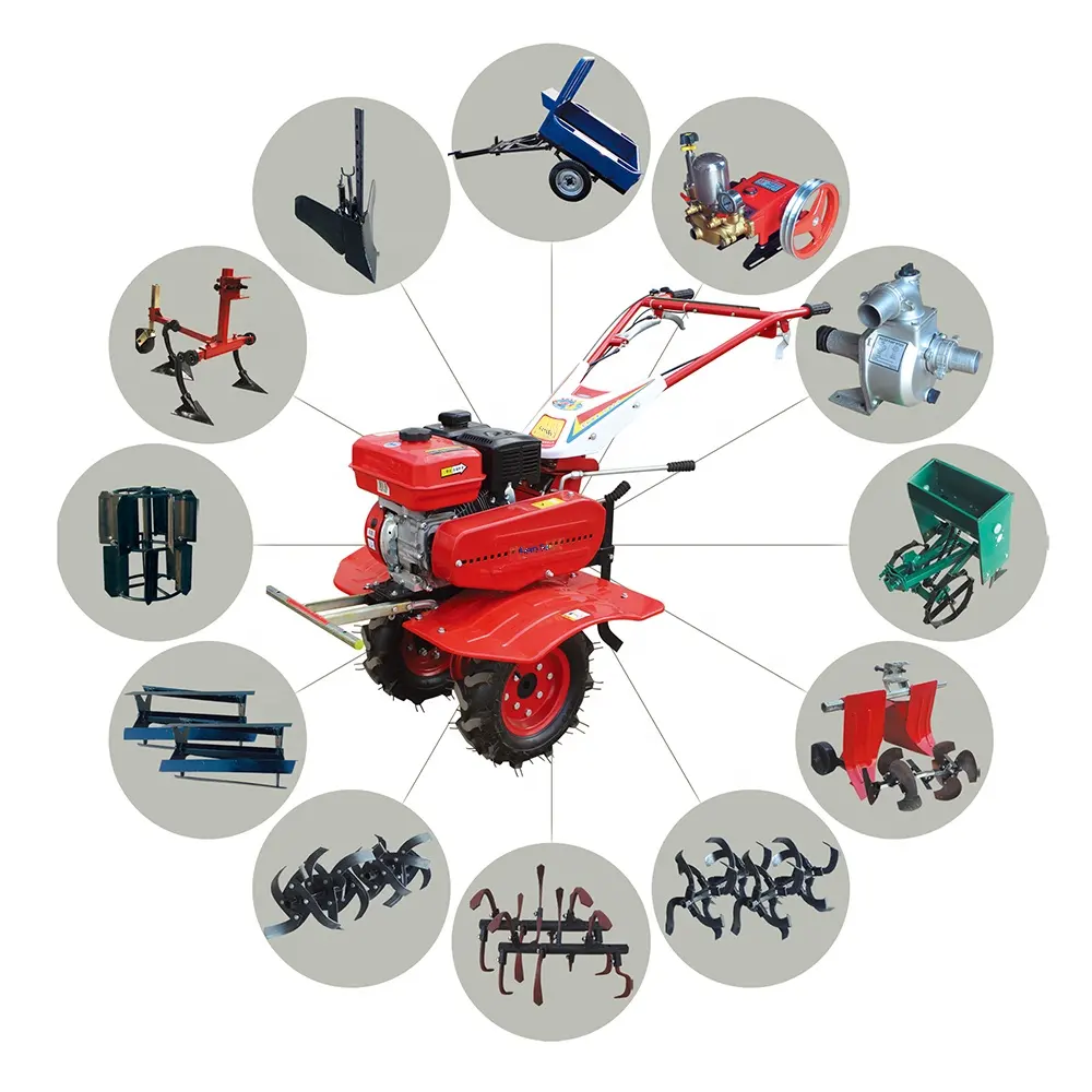 China Ce Landbouw Machines Mini Twee Wiel Hand Traktor Ratavator Rotary Motocultor Power Wieder Helmstok