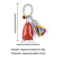 40mm Natürlicher Heilstein, polierter Tribal-Fischspeer-Anhänger, Schlüsselanhänger mit geflochtenem Seil und Quaste, für Auto-Rückspiegel