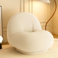 Fauteuil inclinable de salon et de balcon, pivotant, avec éponge haute densité, style Ins, en laine d'agneau