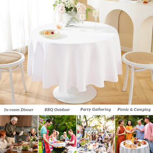120 Inch Polyester <b>Round</b> Custom White Party Wedding Tablecloth <b>Table</b> <b>Cloths</b> for Events - Product Image 2