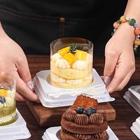 Plateaux à Gâteau au Fromage MOQ 100 Pièces Boîtes à Mousse Contenants à Fraises pour Gâteaux Mini Pâtisseries Boîte d'Emballage Soufflée avec Rebord Transparent