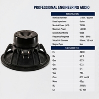 Haut-parleur professionnel LS HD12NDL88 12 pouces à aimant néodyme, 98 dB SNR, 700 W, bobine vocale de 3,5 pouces, boîtier métallique ovale, pour systèmes de sonorisation de scène et line array, 8 ohms