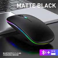 Ratón Óptico Mini Ultrafino Recargable con Retroiluminación LED RGB de 1600DPI, Inalámbrico 4D de 2.4GHz para Portátil/PC, Interfaz USB Bluetooth 3D