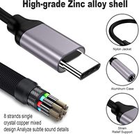 DAJIANG Personnalisé OEM USB Type C 3.5mm Femelle Audio Dongle Câble TUV Vérifié Auxiliaire Casque Jack Adaptateur PVC Veste Tresse