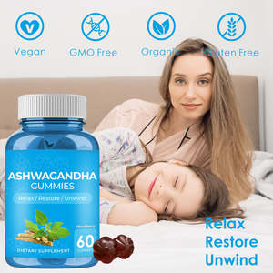 Suplemento de <span class=keywords><strong>Ashwagandha</strong></span> e Lion's Mane em Gomas com Rótulo Personalizado, Fornecimento Direto de Fábrica a Preço Baixo, Gomas Antioxidantes com Vitamina D - Product Image 3