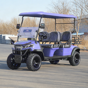 Voiturette de golf électrique miniature de haute qualité, sièges réglables, couleur violette, 4 places, voiturettes électriques de tourisme pour navette de station balnéaire - Product Image 1