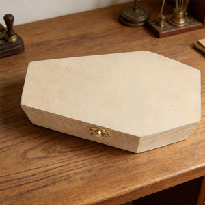 Urne funéraire en bois pour animaux de compagnie, boîte en pin, forme polygonale, boîte de rangement multifonctionnelle, boîte à bijoux, décoration de bureau, utilisation pour l'étude - Product Image 1