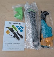 Kit de Herramientas de Acabado de Silicona 5 en 1 con Raspador de Acero Inoxidable y 6 Perfiles Reemplazables para Calafateo y Eliminación de Mortero