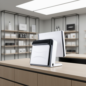 เครื่อง POS ซูเปอร์มาร์เก็ตขนาด 17 นิ้ว 16:9 พร้อมสแกนเนอร์ เครื่องพิมพ์ใบเสร็จ หน่วยความจำ 8GB 256GB พอร์ต VGA จอสัมผัสใหม่ สีดำ สำหรับธุรกิจ - Product Image 1