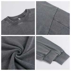 Wholesale Vintage Solid Oversized Sweatshirts Custom Logo Heavy Weight Street Wear Washed Sweatshirts Drop Shoulder Sweatshirts - Product Image 4