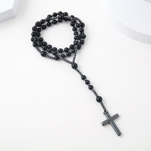 <span class=keywords><strong>Collana</strong></span> <span class=keywords><strong>con</strong></span> croce di ematite religiosa classica da uomo <span class=keywords><strong>collana</strong></span> <span class=keywords><strong>con</strong></span> <span class=keywords><strong>rosario</strong></span> <span class=keywords><strong>con</strong></span> perline in pietra di tigre naturale 8mm - Product Image 3