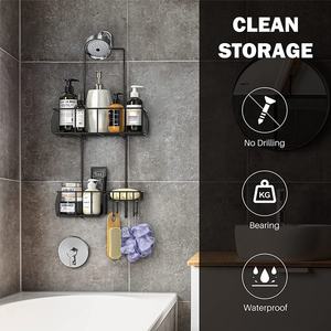 2 Tier Stainless Steel Bathroom <strong>Shower</strong> Shelf Hanging Storage Rack <strong>Over</strong> <strong>the</strong> <strong>Door</strong> <strong>Shower</strong> <strong>Caddy</strong> With Hooks - Product Image 3