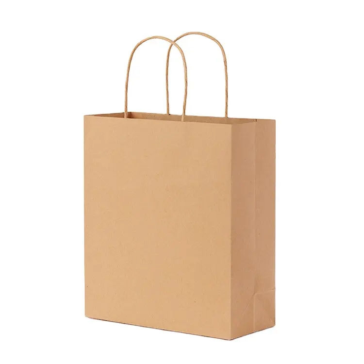 Benutzer definierte Taschen mit Logo Großhandel Wieder verwendbare Shopping Handtaschen Kraft Pappe Quadrat Geschenk Kleidung Lebensmittel Faltbare Tasche Verpackung