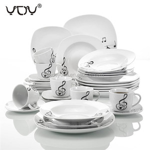 Thiết Kế Mới Trắng Đen Musical Note 30 Cái Bộ Đồ Ăn Tấm Vuông Dinner <span class=keywords><strong>Set</strong></span> Cho 6 Người - Product Image 2