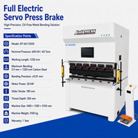Prensa Plegadora CNC Eléctrica de 60T y 1250mm, Totalmente Servoaccionada con Husillo de Bolas, para Plegado de Chapa Metálica de Acero al Carbono de 5.9mm