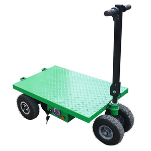 Power baterai listrik lipat Platform <span class=keywords><strong>Trolley</strong></span> listrik tangan truk kayu kargo Flatbed 600kg troli kerja untuk belanja - Product Image 1