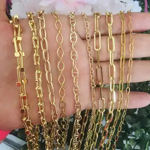 Accesorio de joyería de cadena chapada en oro de alta calidad, cadena de clip de papel de corazón de cara de sonrisa de hoja para pulsera de collar DIY
