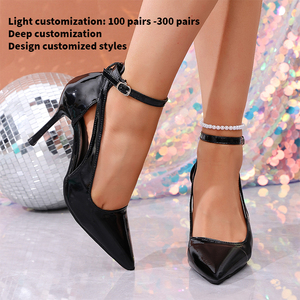 Nouvelles Chaussures Femme de Luxe Style Design Pointu Sexy à Talons Hauts Fins en PU avec Talon Fixe et Col Montant Cheville A-MZ-03 - Product Image 2